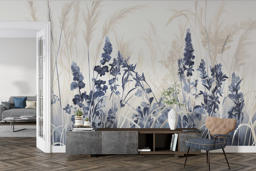Peinture de fleurs et d'herbe