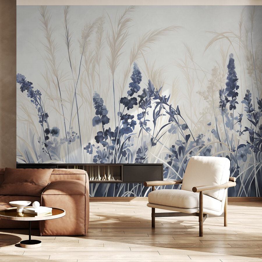 Peinture de fleurs et d'herbe