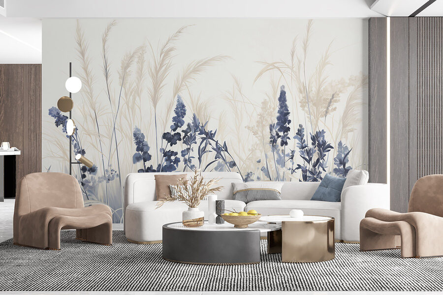 Peinture de fleurs et d'herbe