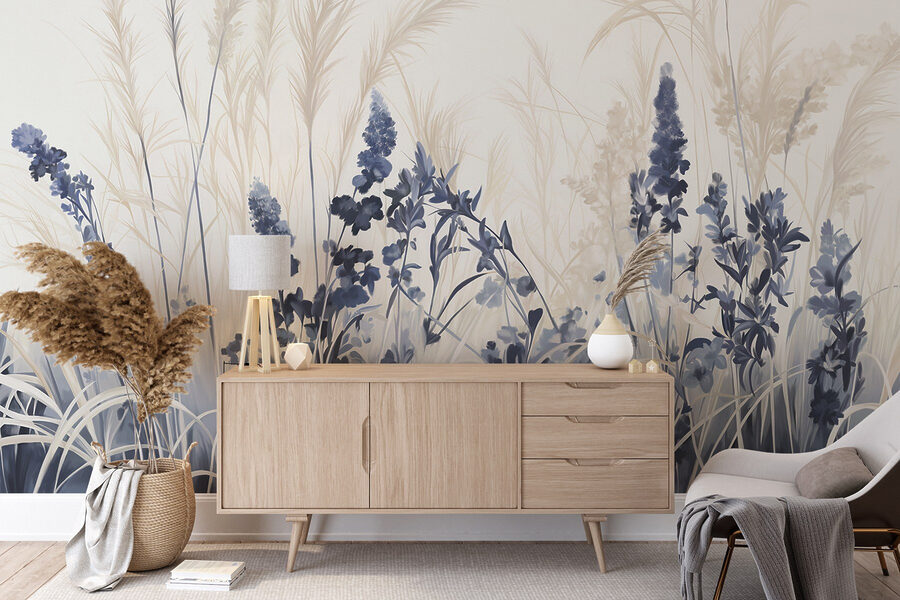 Peinture de fleurs et d'herbe