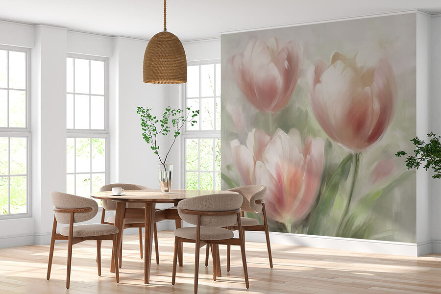 Peinture de fleurs roses