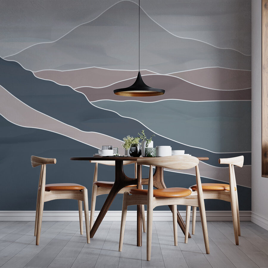 Papier peint Chaîne de montagnes avec lignes blanches