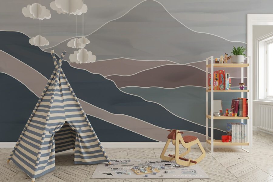 Papier peint Chaîne de montagnes avec lignes blanches – Image 2