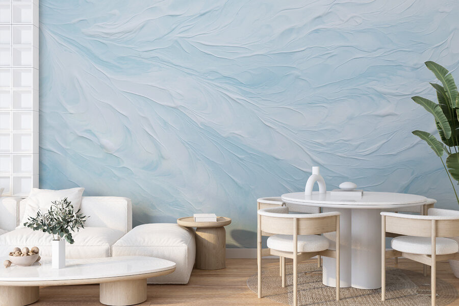 Papier peint Peinture blanche et bleue – Image 2