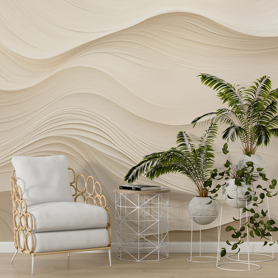 Lignes blanches ondulées sur une surface blanche