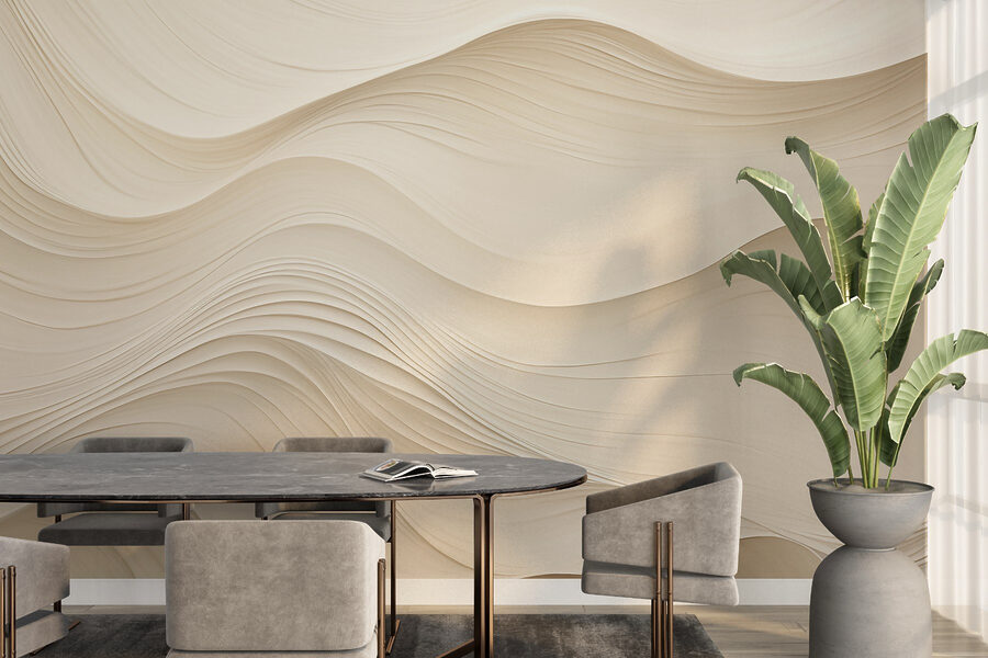 Lignes blanches ondulées sur une surface blanche