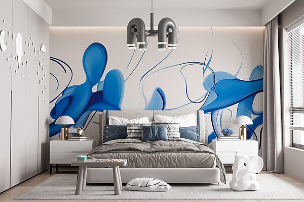 Tourbillons bleus sur fond blanc Tourbillons bleus sur fond blanc