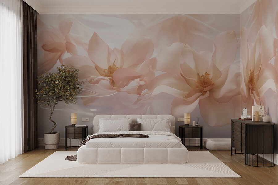 Papier peint Groupe de fleurs roses flottant dans l'eau – Image 2