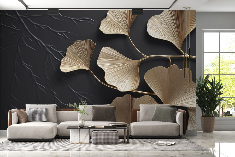 Feuilles élégantes sur fond sombre