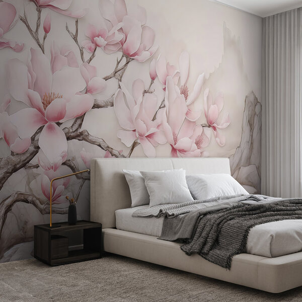 Peinture d'un arbre avec des fleurs roses Peinture d'un arbre avec des fleurs roses