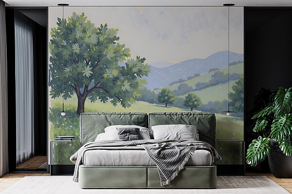 Paysage avec arbres et collines Paysage avec arbres et collines