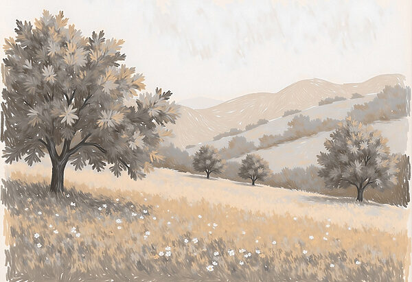 Paysage avec arbres et collines Paysage avec arbres et collines