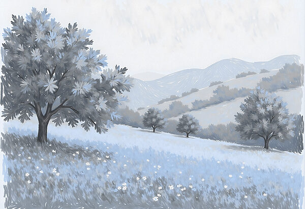 Paysage avec arbres et fleurs Paysage avec arbres et fleurs
