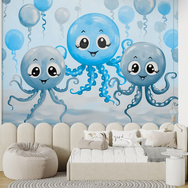 Groupe de pieuvres avec des ballons Groupe de pieuvres avec des ballons