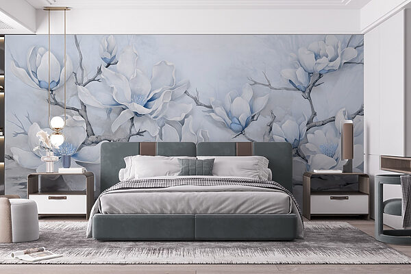 Peinture de fleurs blanches sur une branche Peinture de fleurs blanches sur une branche