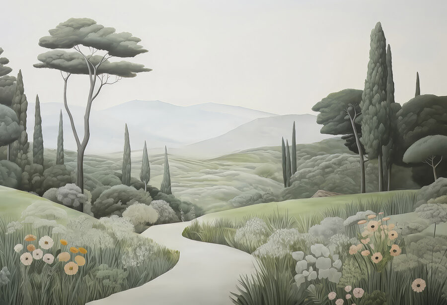 Paysage avec chemin et arbres Paysage avec chemin et arbres