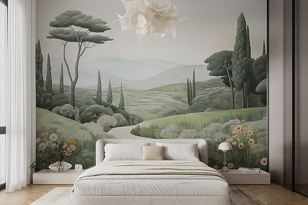 Paysage avec chemin et arbres Paysage avec chemin et arbres