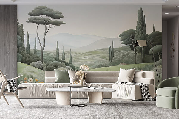 Paysage avec chemin et arbres Paysage avec chemin et arbres