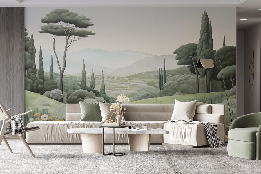 Paysage avec chemin et arbres Paysage avec chemin et arbres