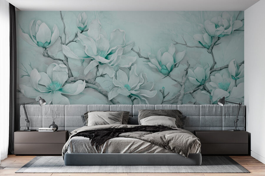 Peinture de fleurs blanches sur une branche Peinture de fleurs blanches sur une branche