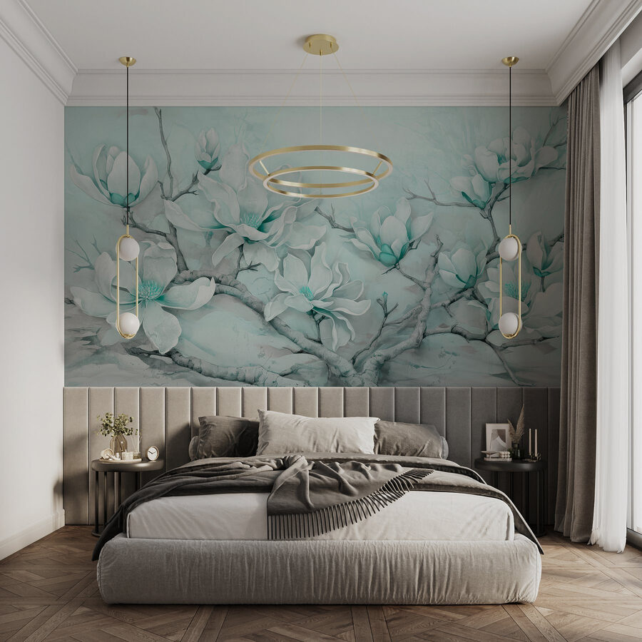 Peinture de fleurs blanches sur une branche Peinture de fleurs blanches sur une branche