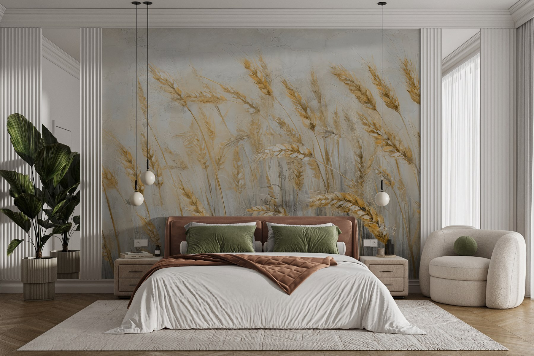 Painting of wheat in a field