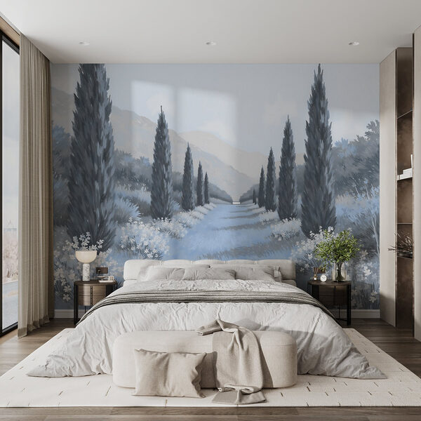 Landscape with trees and flowers Landscape with trees and flowers