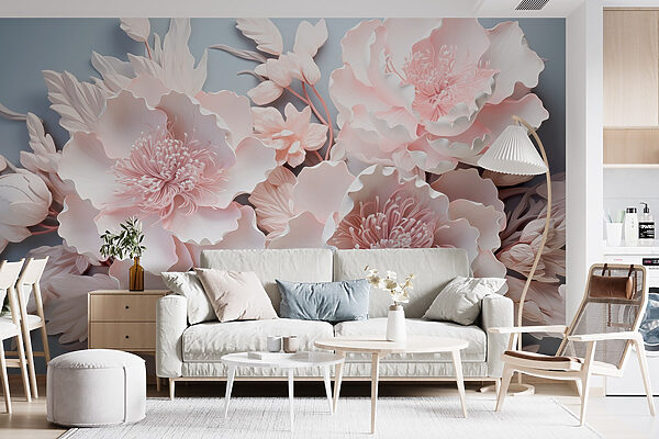 Groupe de fleurs blanches Papier peint Groupe de fleurs blanches