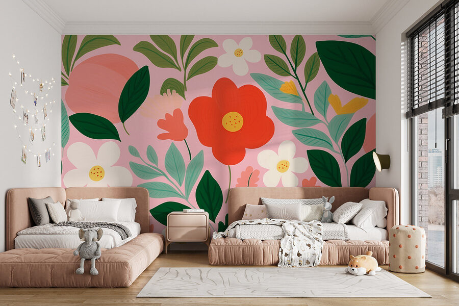 Motif de fleurs et de feuilles