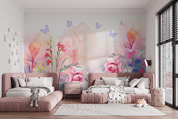 Groupe de fleurs avec papillons Groupe de fleurs avec papillons