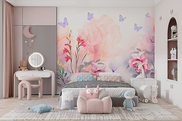 Groupe de fleurs avec papillons Groupe de fleurs avec papillons