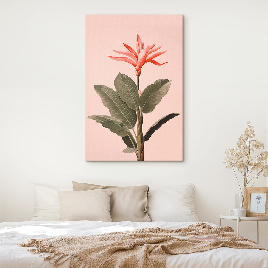 Peinture d'une fleur et de feuilles
