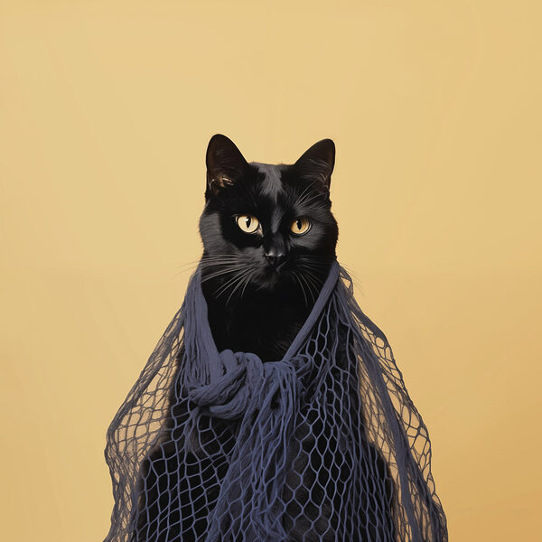Chat portant un filet Chat portant un filet
