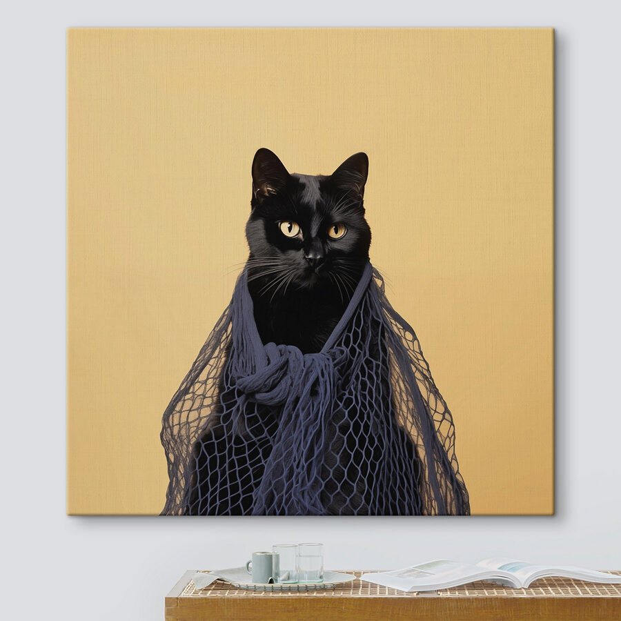 Chat portant un filet Chat portant un filet