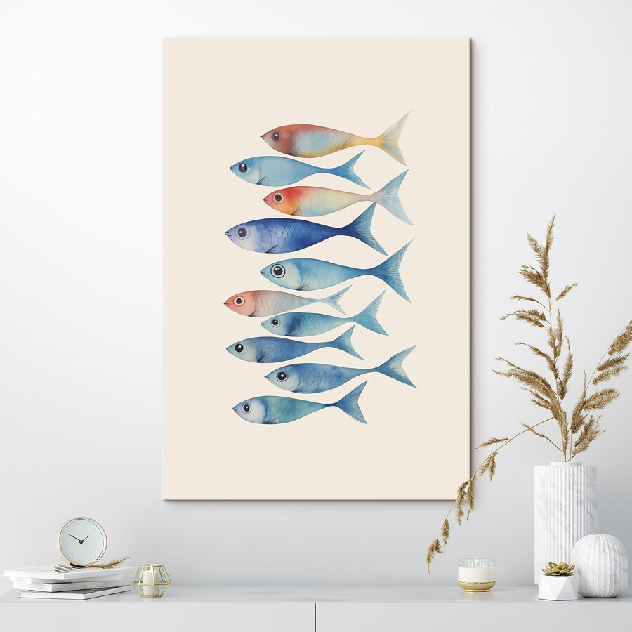 Groupe de poissons de couleurs différentes