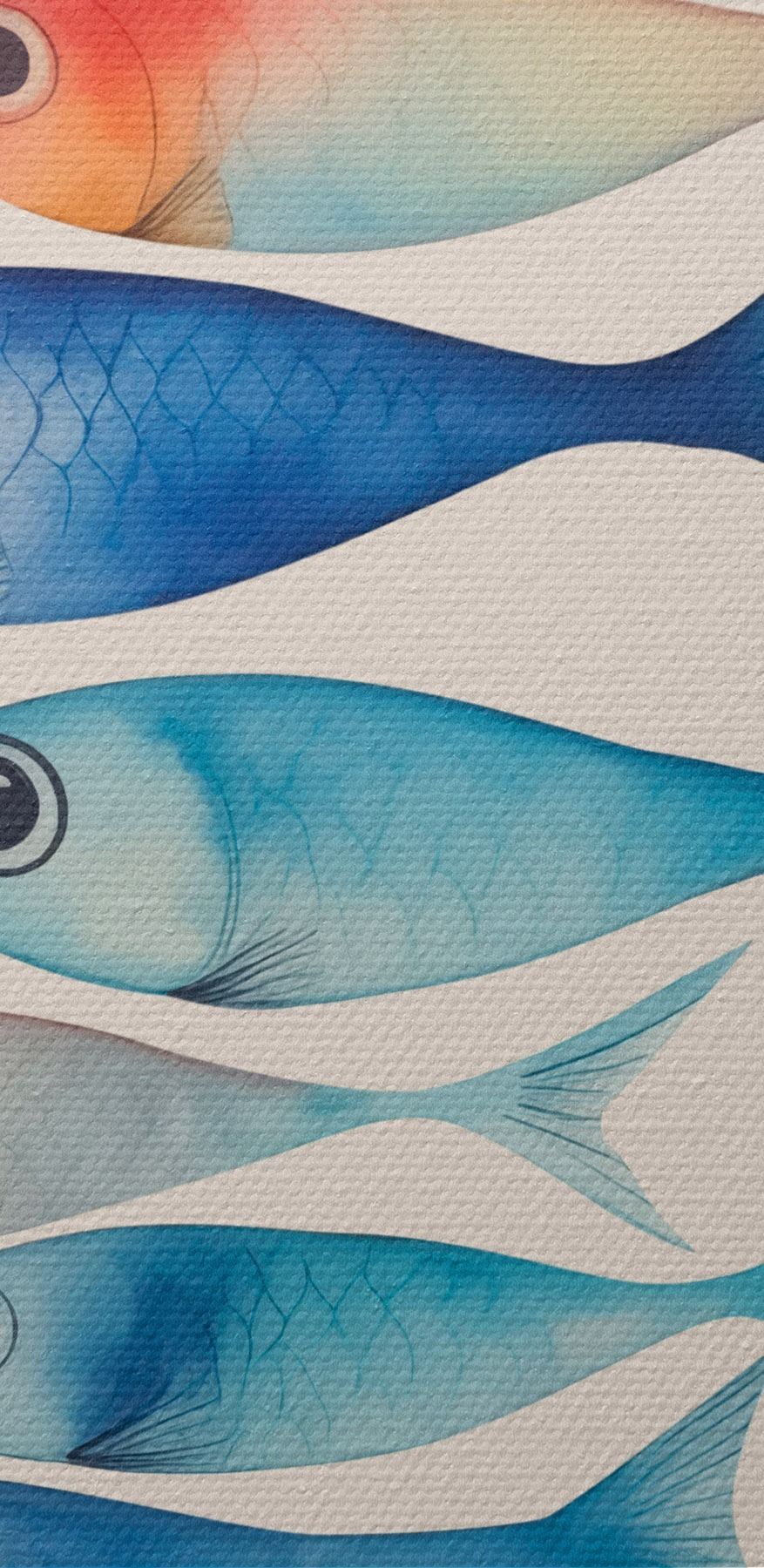 Groupe de poissons de couleurs différentes