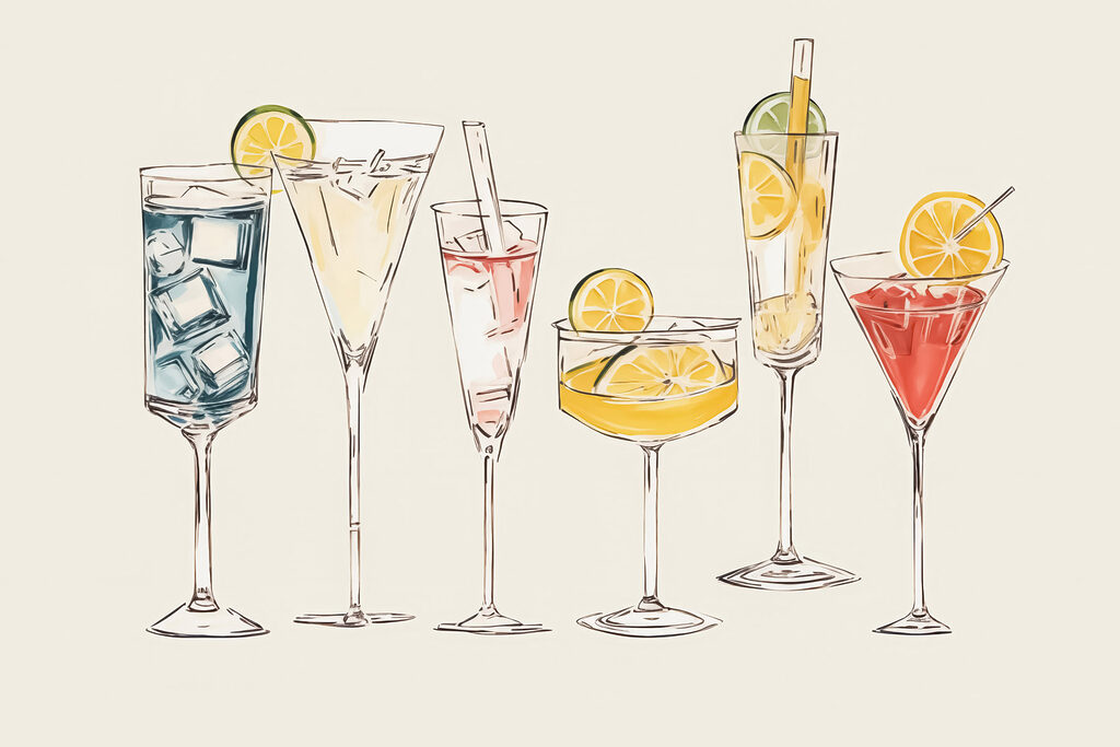 Group of different colored drinks Group of different colored drinks