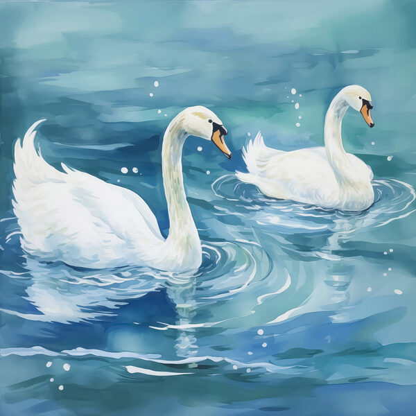 Deux cygnes nageant dans l'eau Deux cygnes nageant dans l'eau