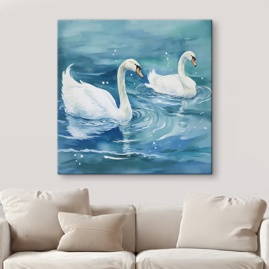 Deux cygnes nageant dans l'eau Deux cygnes nageant dans l'eau