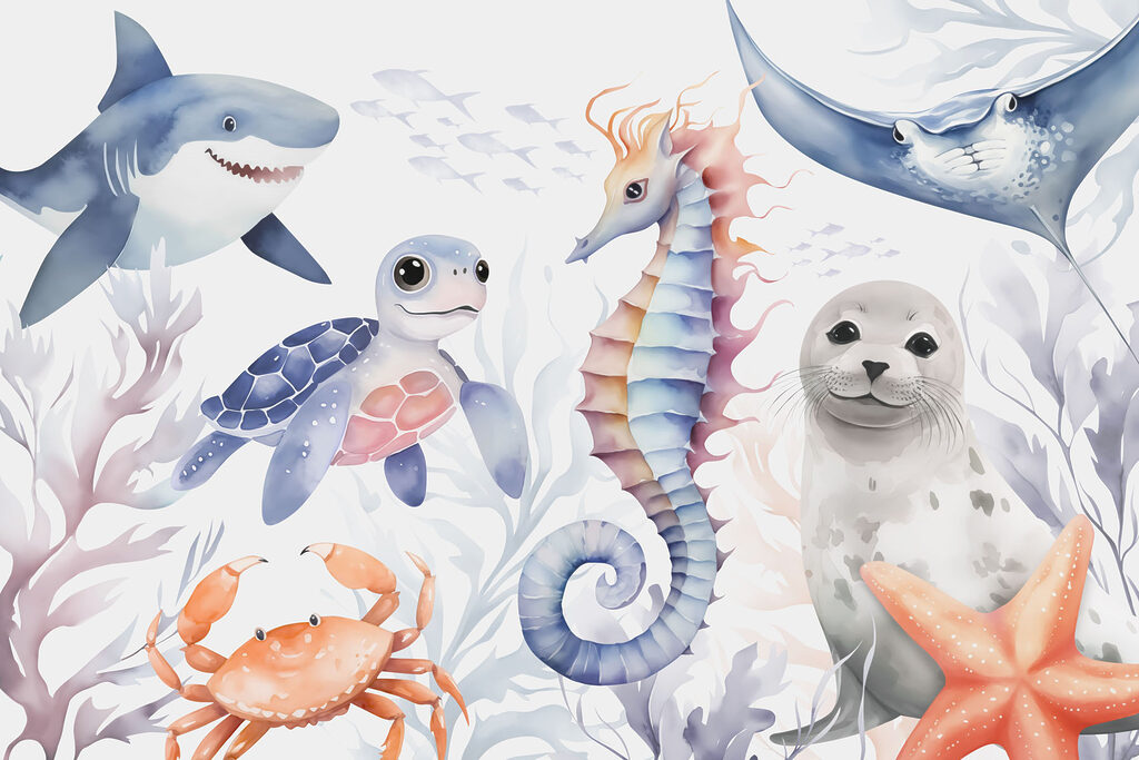 Groupe d'animaux marins Groupe d'animaux marins