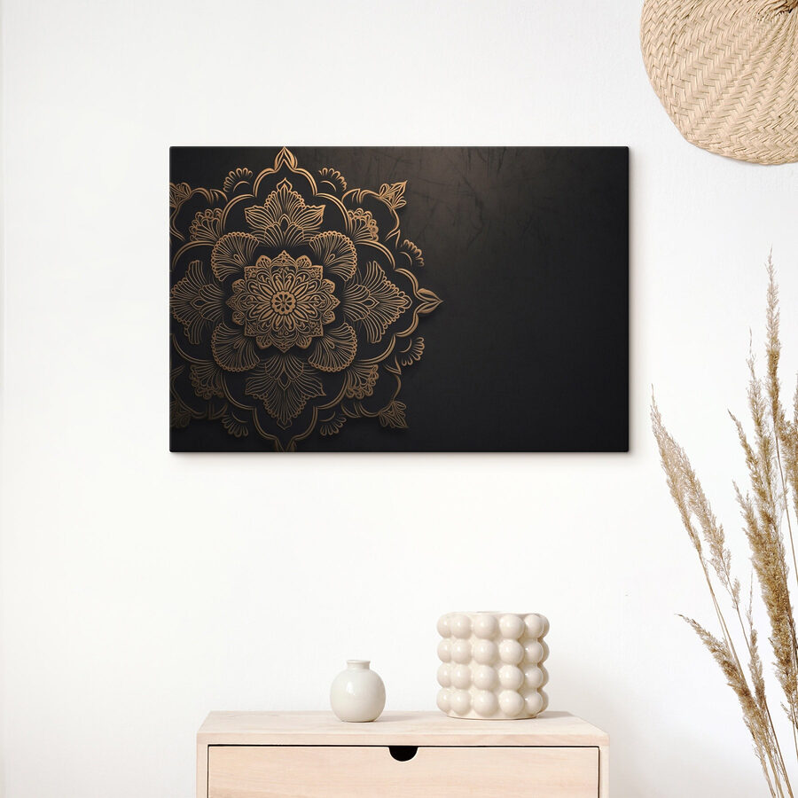 Tableaux Motif floral complexe sur fond sombre – Image 2