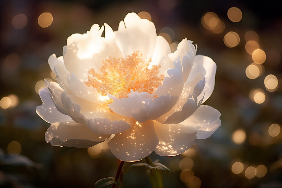 Fleur blanche avec centre jaune