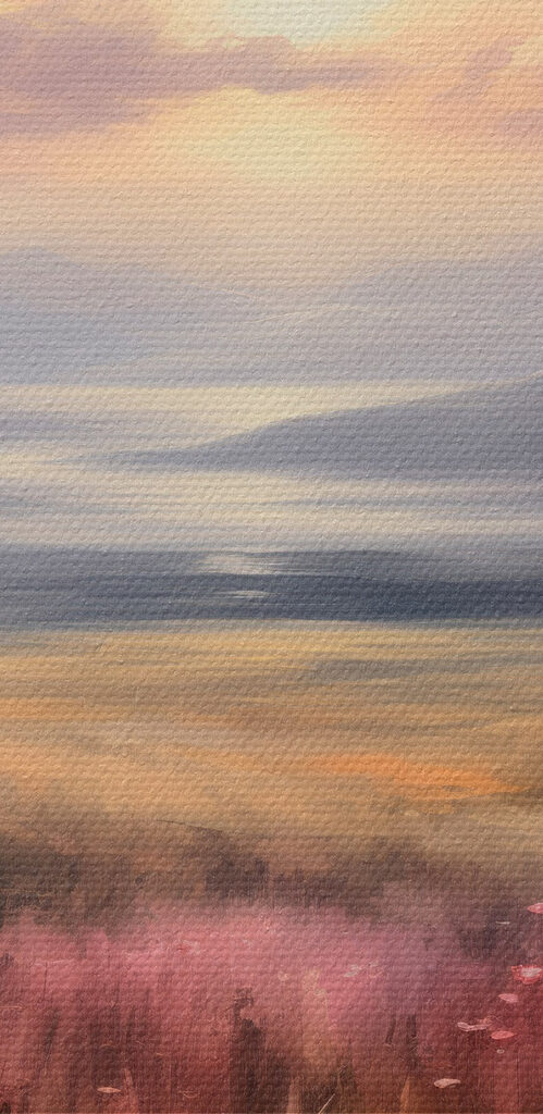 Field of flowers with mountains in the background