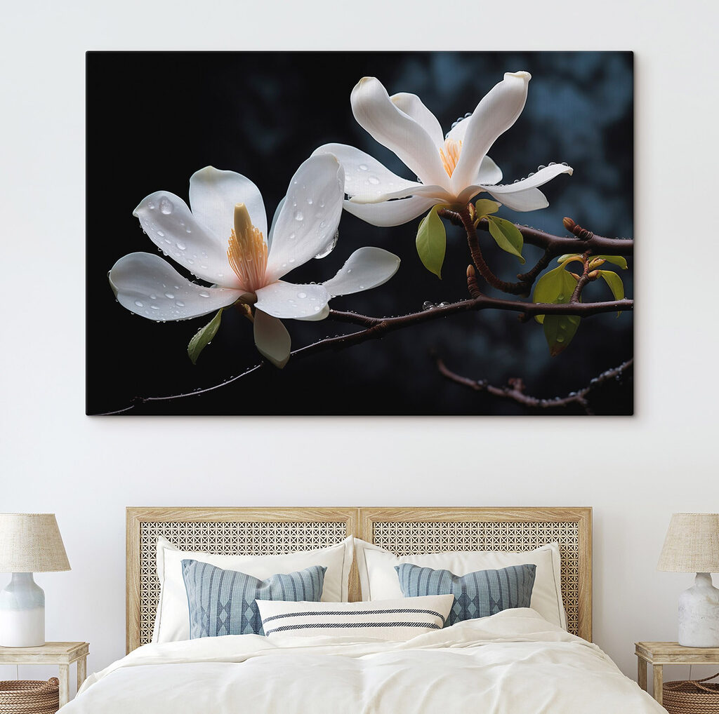 Delicate blossoms adorned with droplets