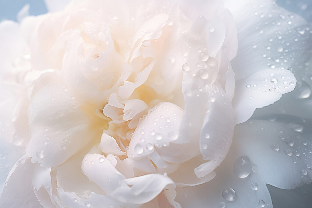 Delicate petals with glistening droplets Delicate petals with glistening droplets