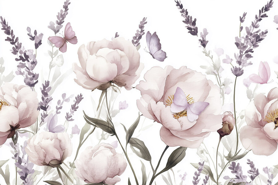 Papier peint Peinture de fleurs et de papillons – Image 6