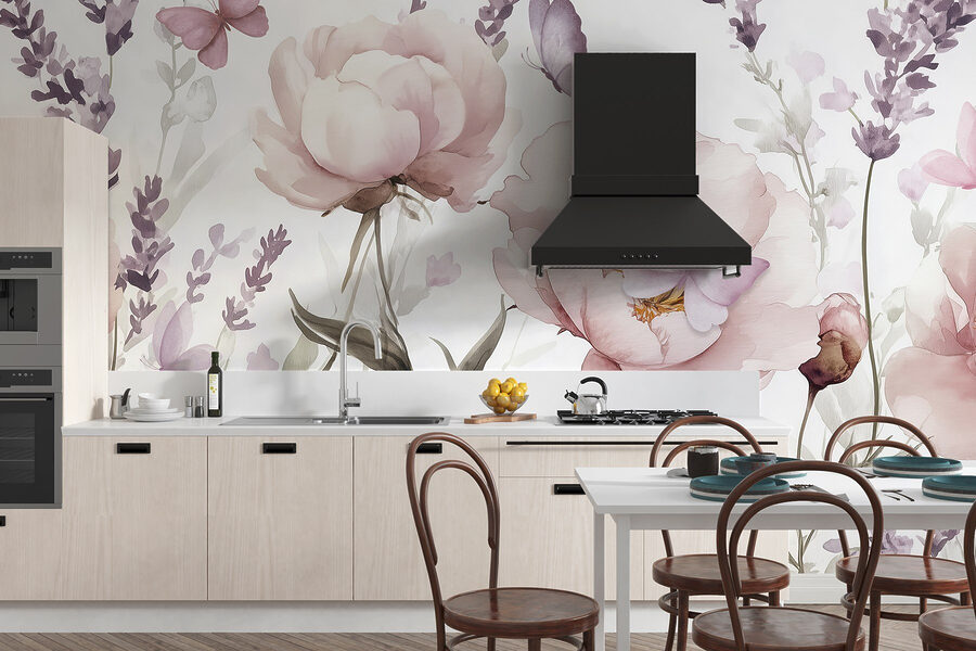 Papier peint Peinture de fleurs et de papillons – Image 4