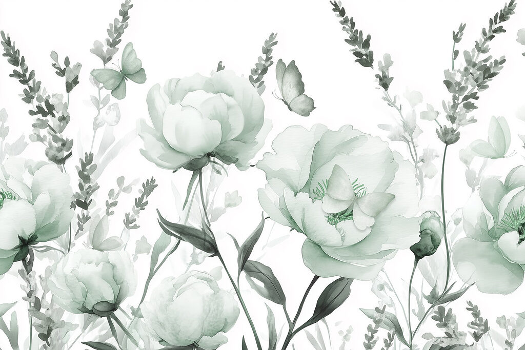 Fleurs délicates dans des tons verts doux Fleurs délicates dans des tons verts doux