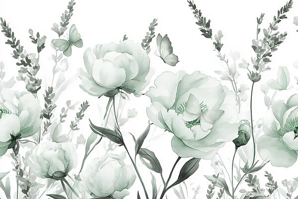 Fleurs délicates dans des tons verts doux Fleurs délicates dans des tons verts doux