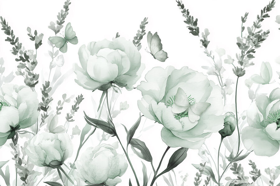 Fleurs délicates dans des tons verts doux Fleurs délicates dans des tons verts doux